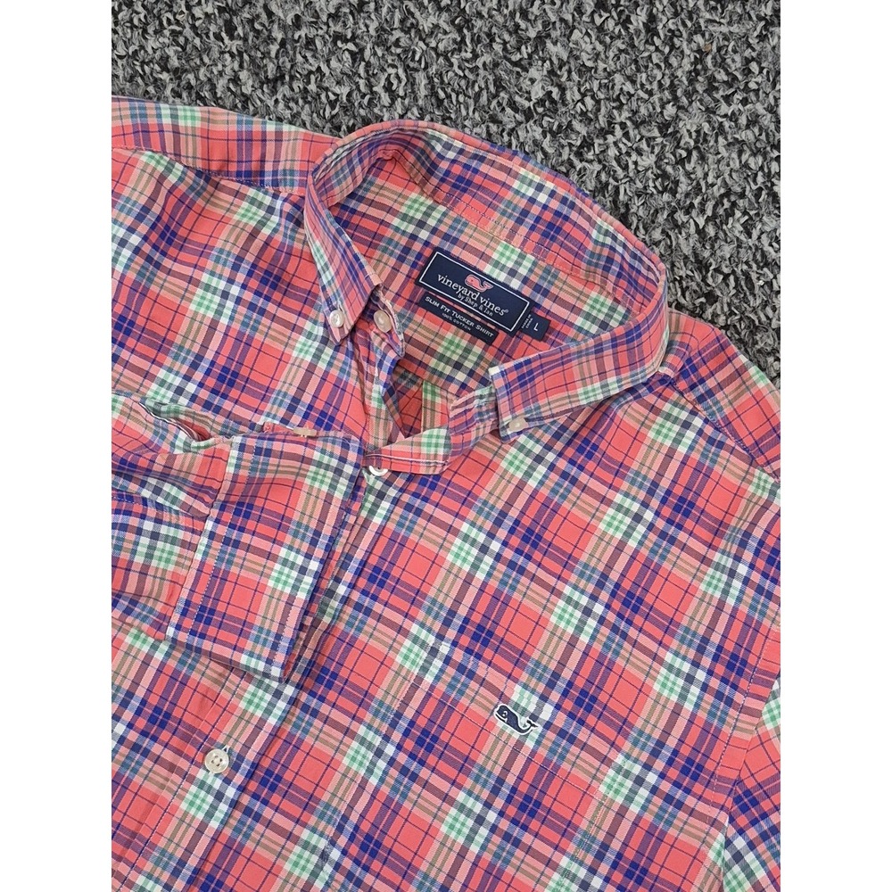 Vineyard Vines Men's L Slim Fit Tucker Shirt Button Down Pastel Multi Plaid - Picture 1 of 7